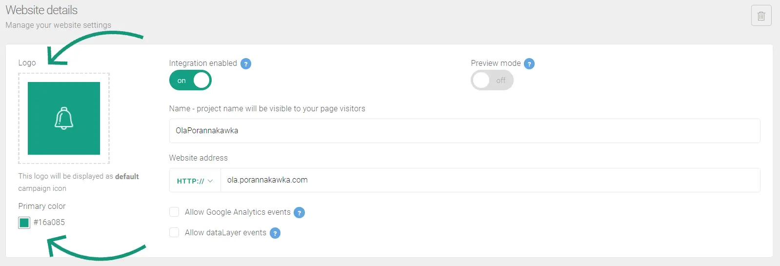 wygląd formularza zapisu web push