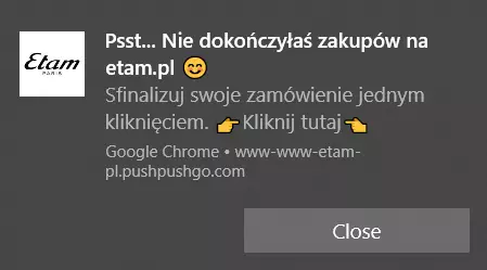 etam porzucony koszyk web push