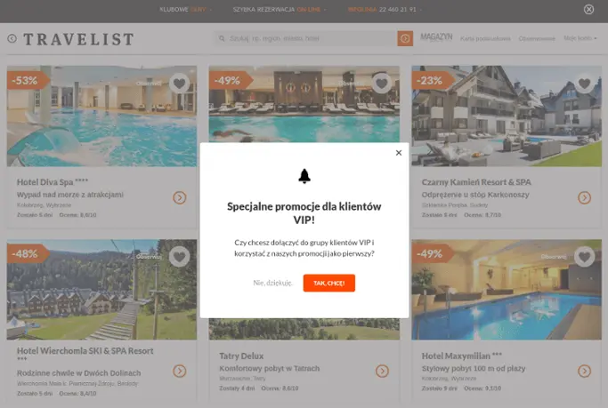 formularz zapisu web push travelist