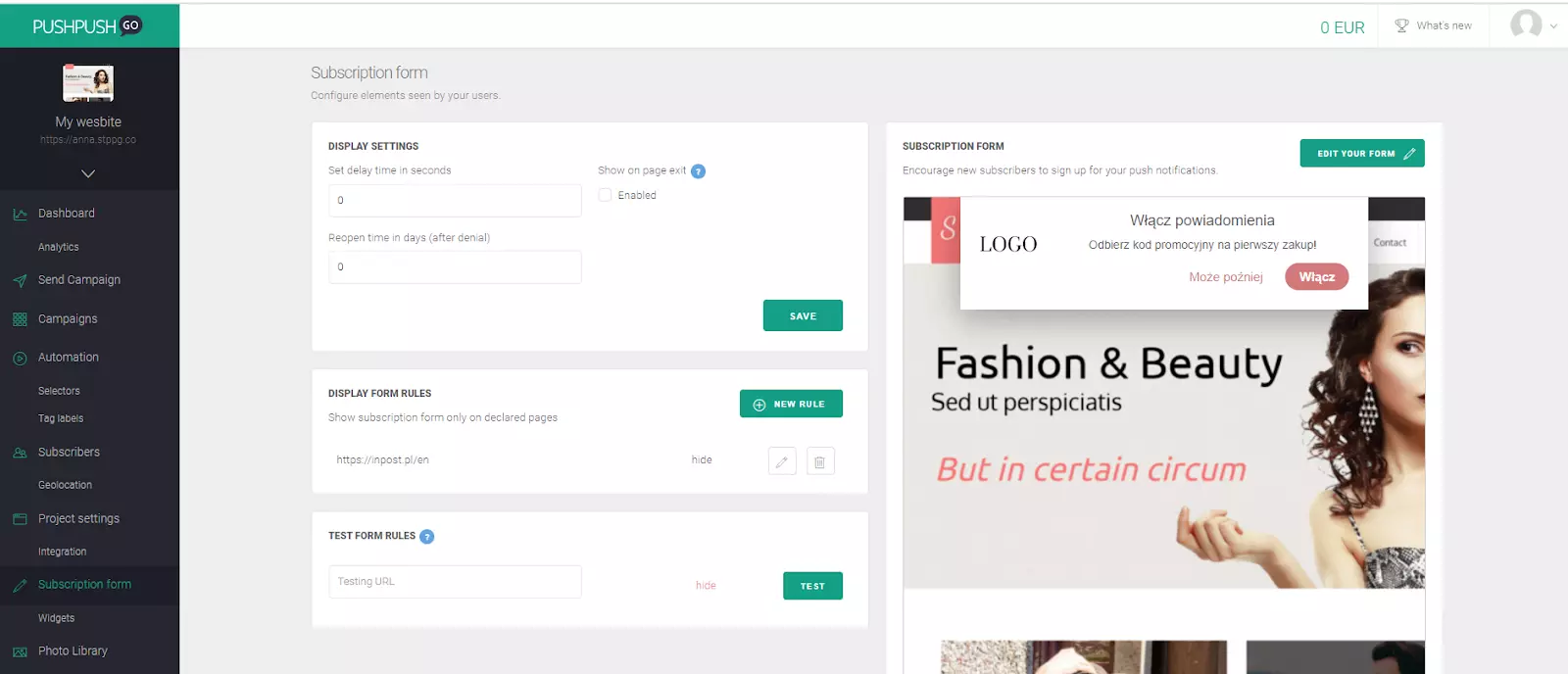 subscription-form-display-rules