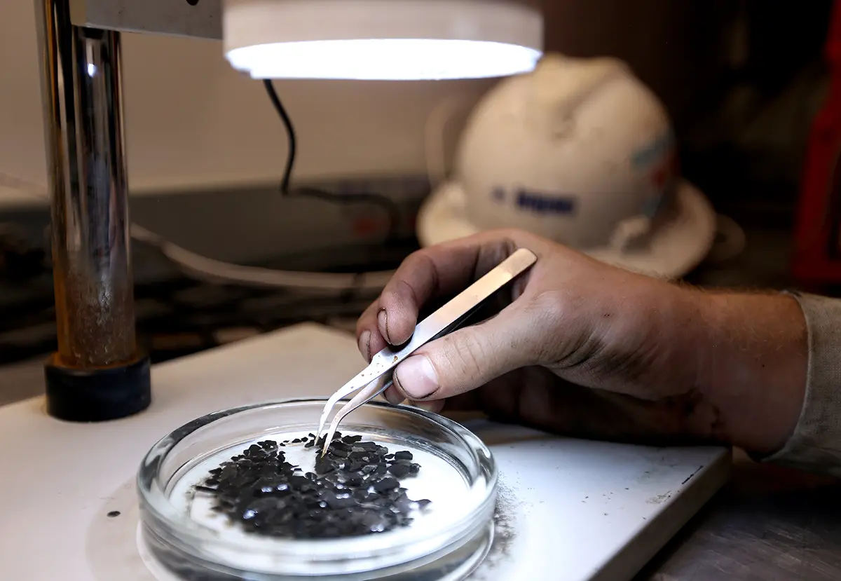 Close up of drilling sample