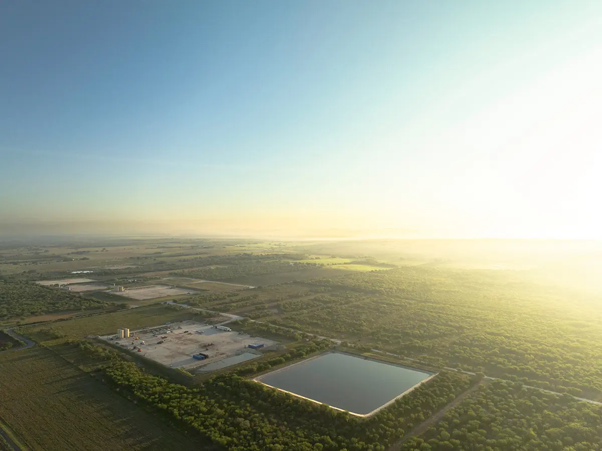 Aerial view of a drilling site