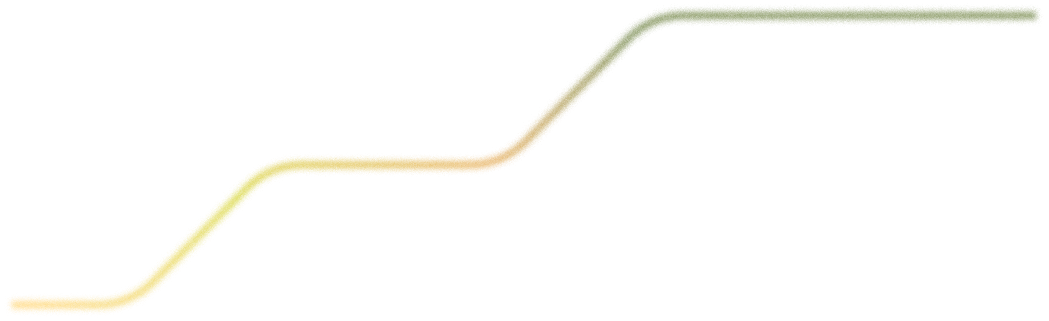 A yellow-to-green gradient stepped line ascending in three stages against a black background.