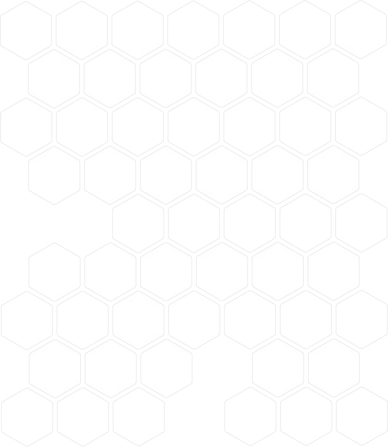 Pattern of white hexagons arranged with two black spaces creating an X shape on a black background.
