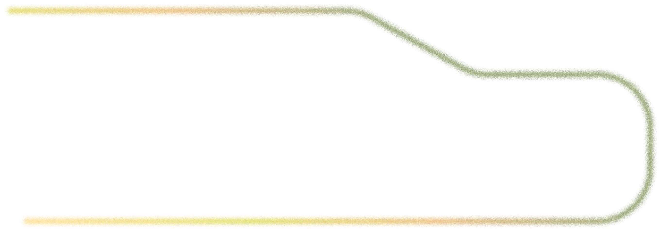 Curved horizontal line in gradient shades of yellow, orange, and green on a transparent background.