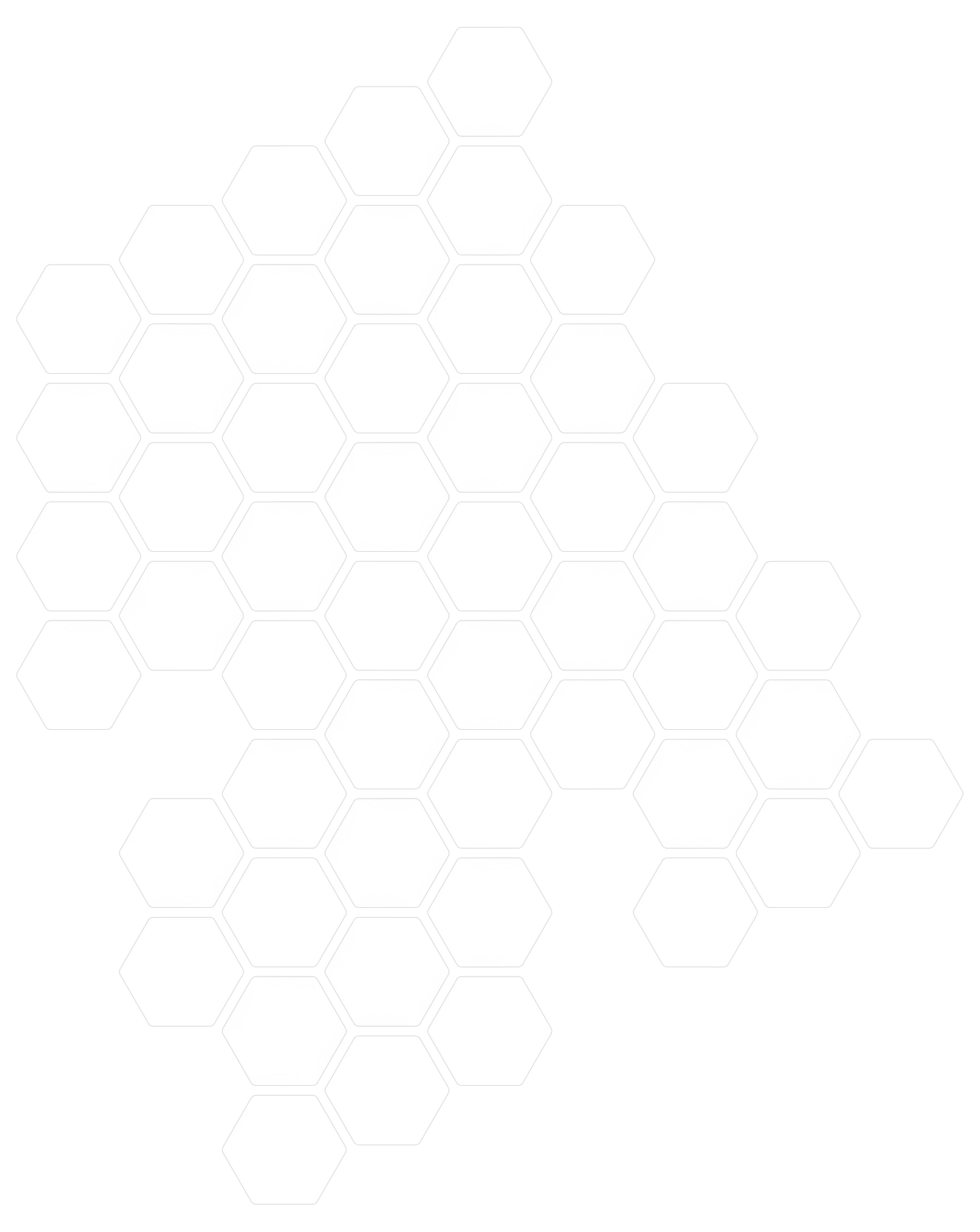 Cluster of empty white hexagons arranged in a roughly diamond shape on a black background.