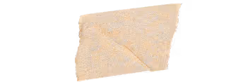 A torn beige piece of paper with uneven edges on a white background.