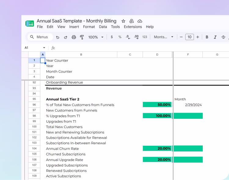Monthly SaaS Financial Model Template