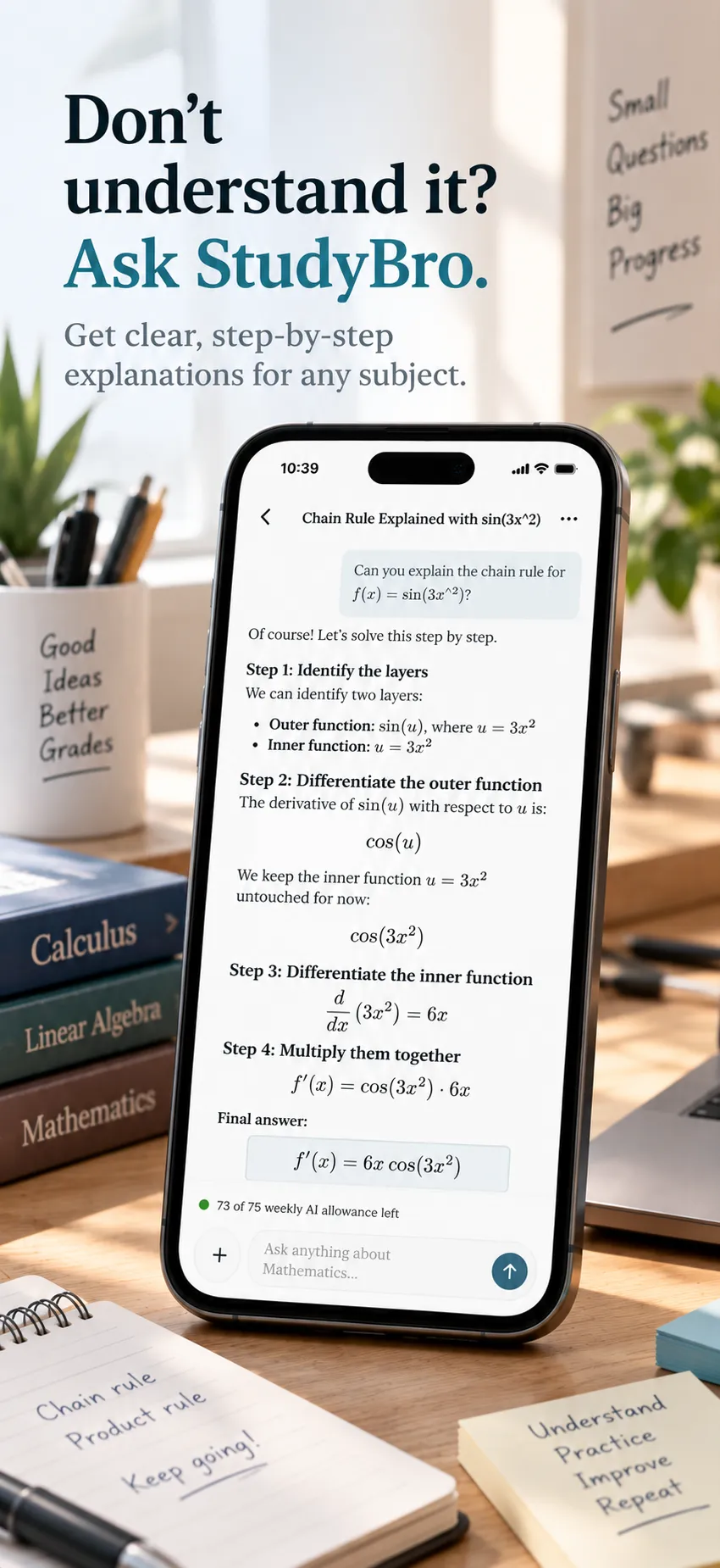 StudyBro AI mathematics explanation