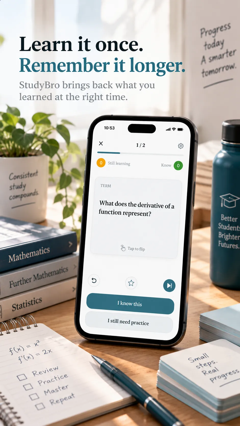 StudyBro study plan screen