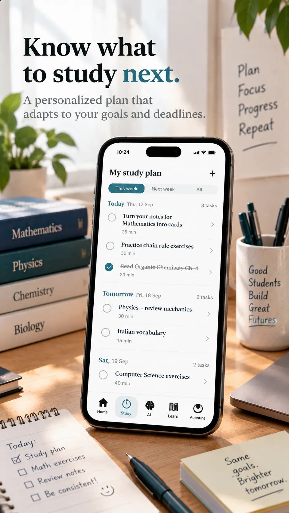StudyBro flashcard review screen
