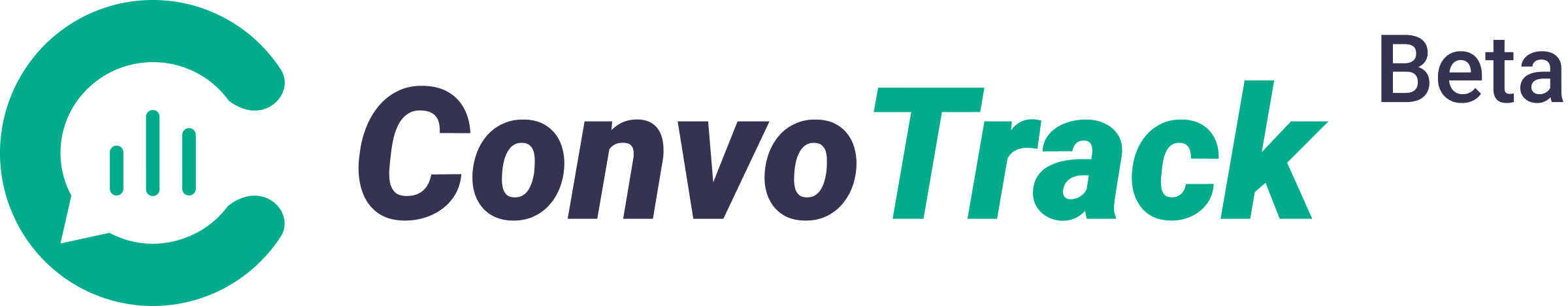 ConvoTrack Beta logo with stylized C and bar chart inside a speech bubble.