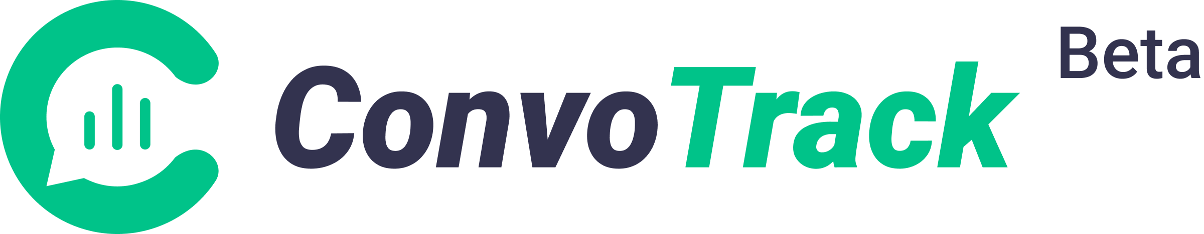 ConvoTrack Beta logo with stylized C and bar chart inside a speech bubble.
