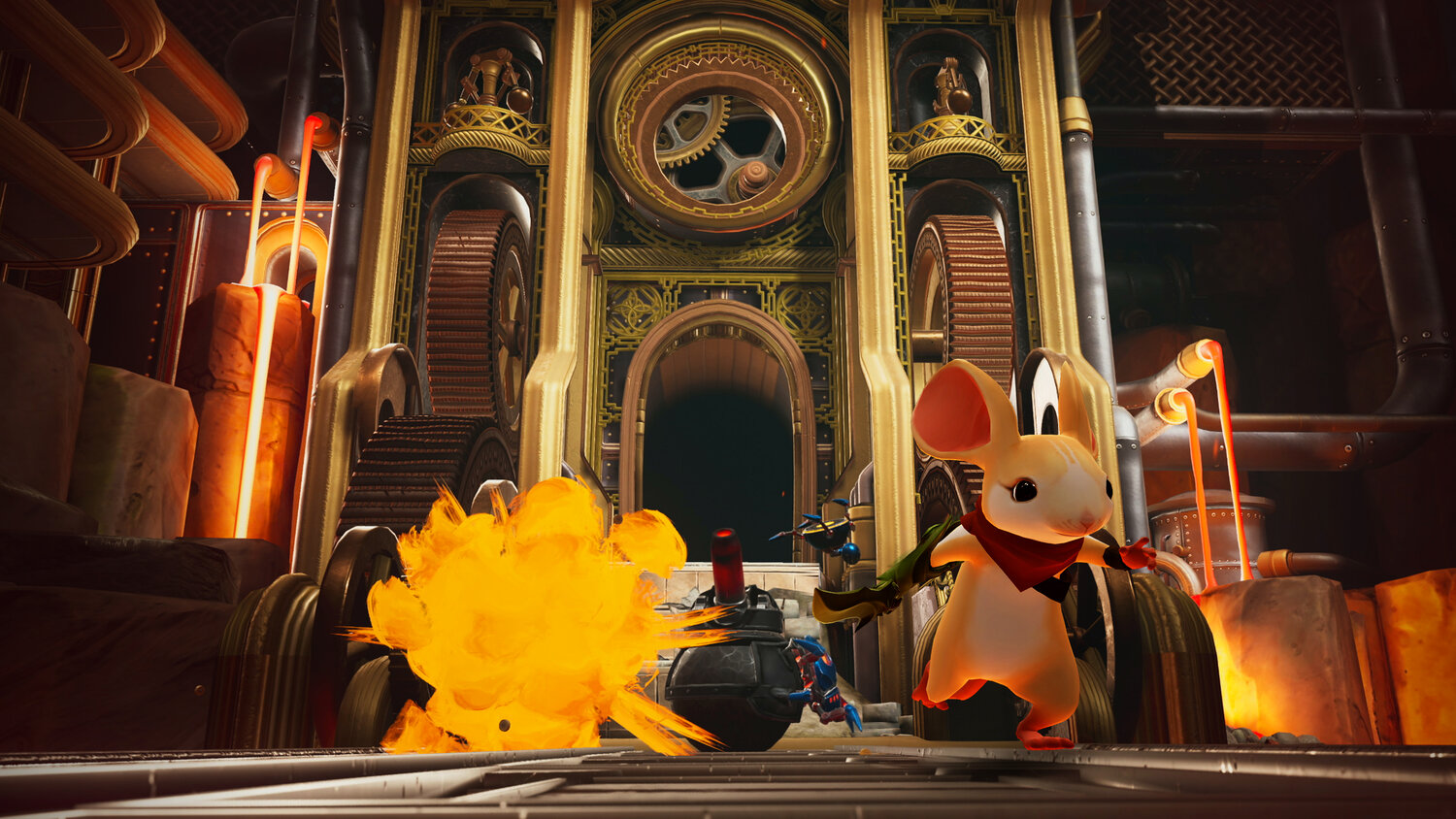 Quill running through the Foundry in Moss: Book II