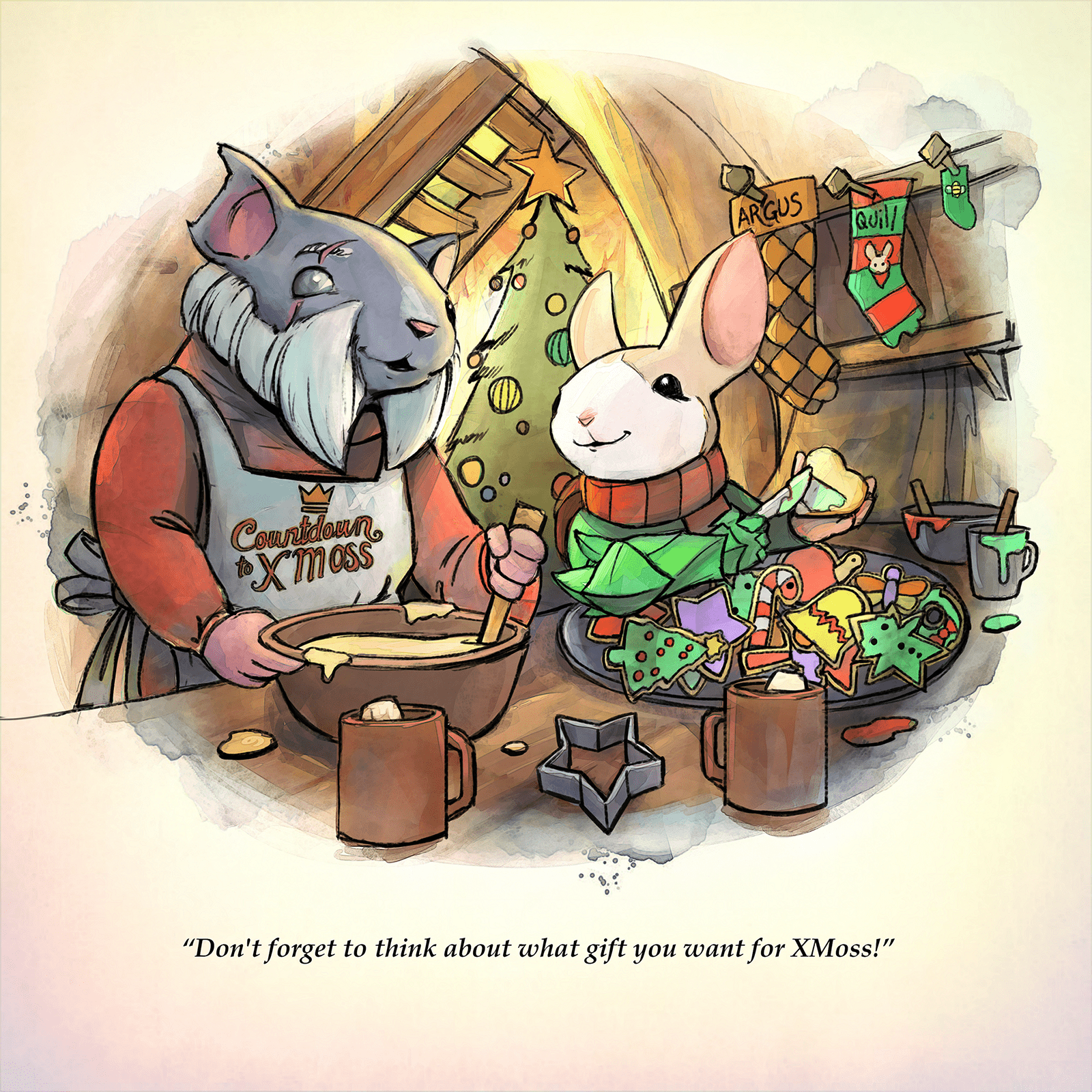 Argus and Quill making cookies together