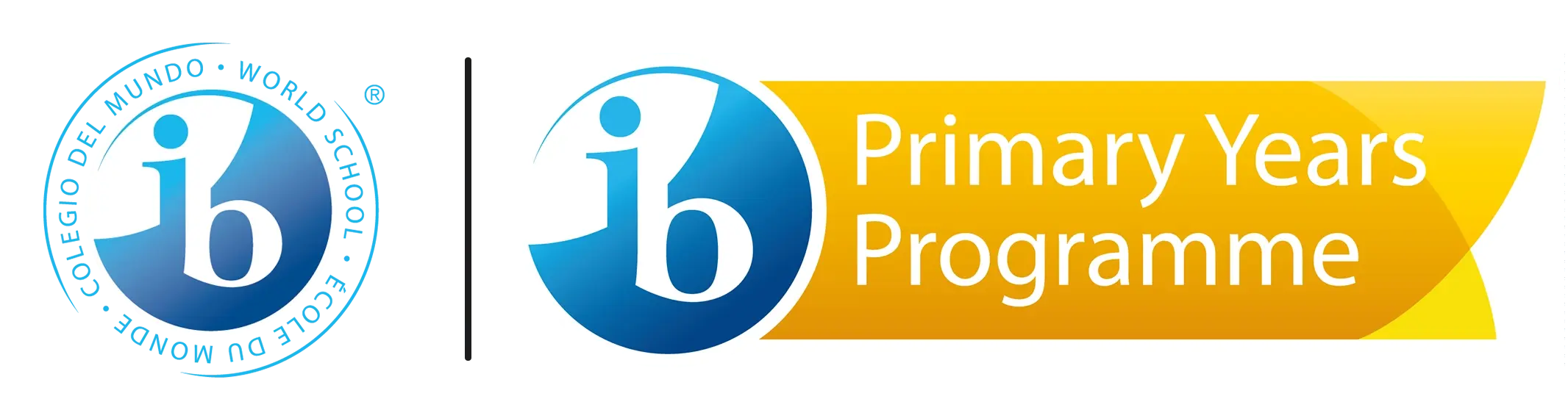 International Baccalaureate Primary Years Programme logo with blue and yellow design.