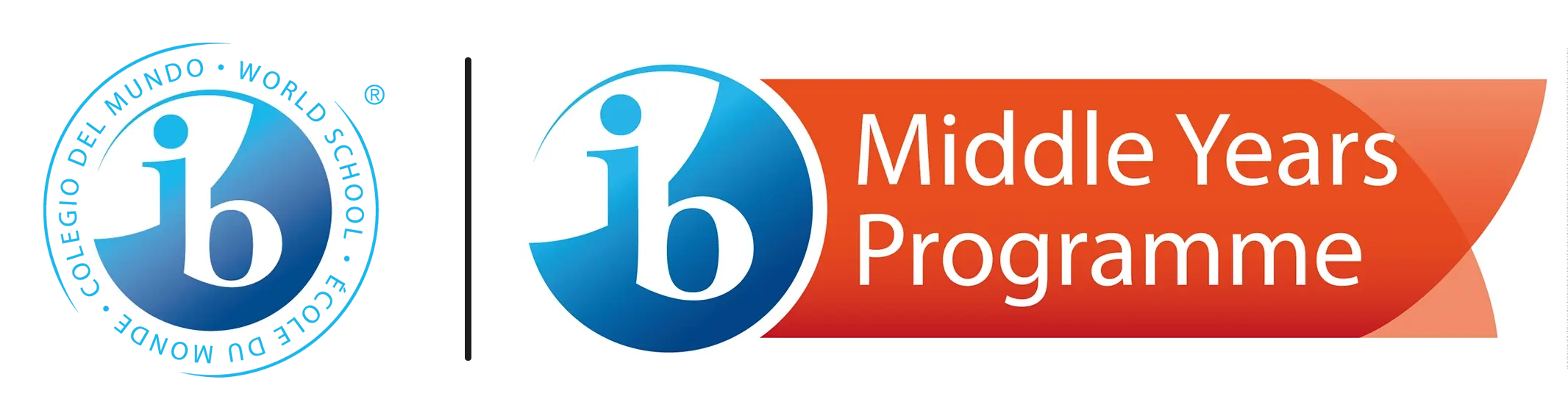 International Baccalaureate (IB) Middle Years Programme logo with blue and orange elements.