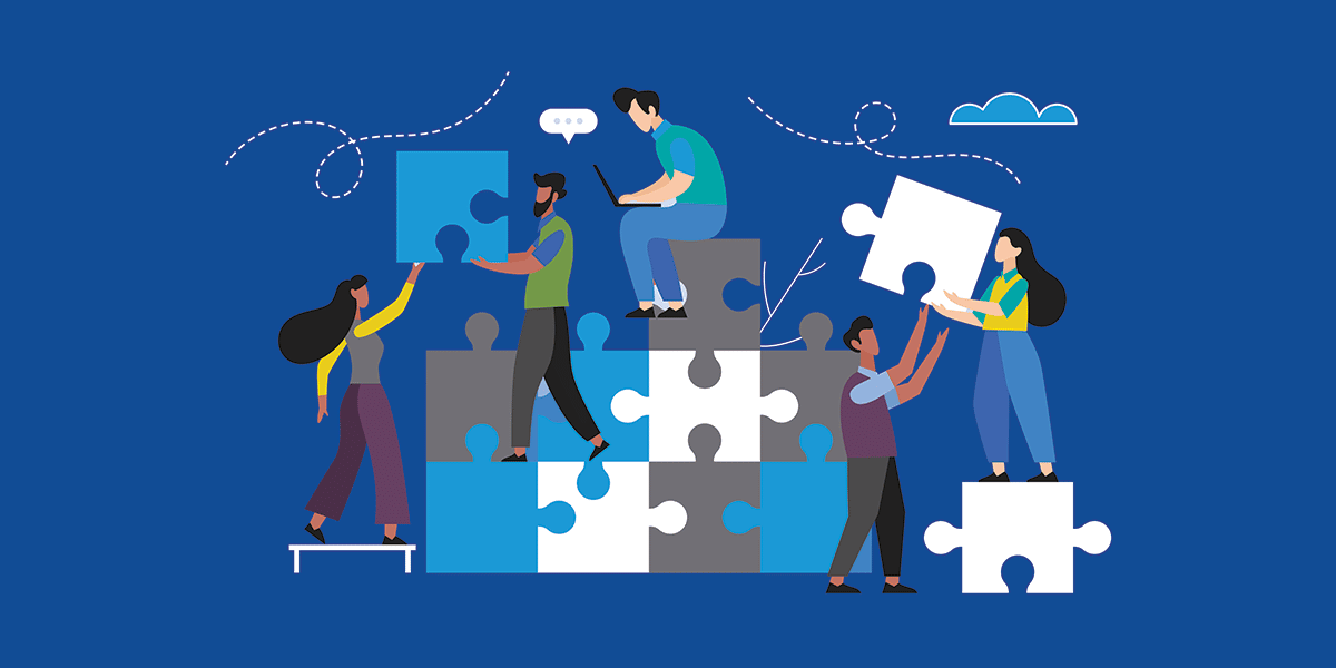 A group of people embling puzzle piecesAI-generated content may be incorrect.