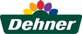 Logo von „Dehner“ mit stilisierten bunten Blütenblättern über dem Schriftzug.