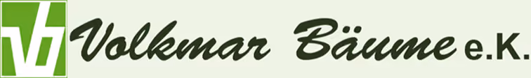 Firmenlogo von „Volkmar Bäume e.K.“ mit stilisierten grün-weißen Buchstaben „VB“ auf der linken Seite.