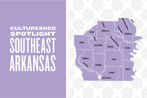 Map of Southeast Arkansas counties including Dallas, Calhoun, Bradley, Ashley, Chicot, Drew, Lincoln, Cleveland, Jefferson, Arkansas, Desha, White, and Grant.