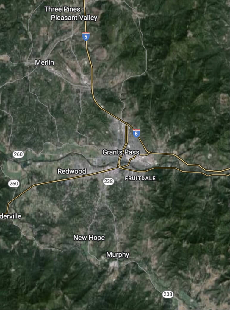 Satellite Image of Grants Pass, Oregon Auto Shipping Services by Victor's Transport LLC