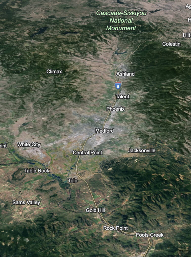 Image of City of Medford, Oregon take from Google Earth Ship a Vehicle with Victor’s Transport LLC