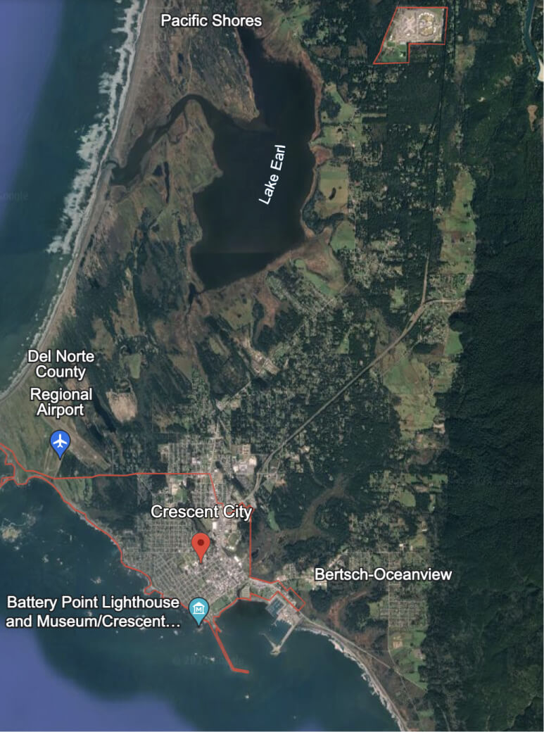Crescent City, California Google Earth Image Vehicle Transporting by Victor’s Transport LLC
