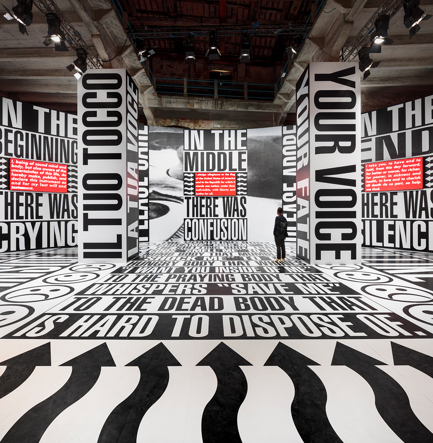 Barbara Kruger, Untitled (Beginning/Middle/End) — installation at the Venice Biennale