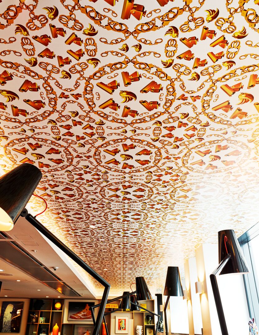 Custom wallcovering detail — citizenM Paris