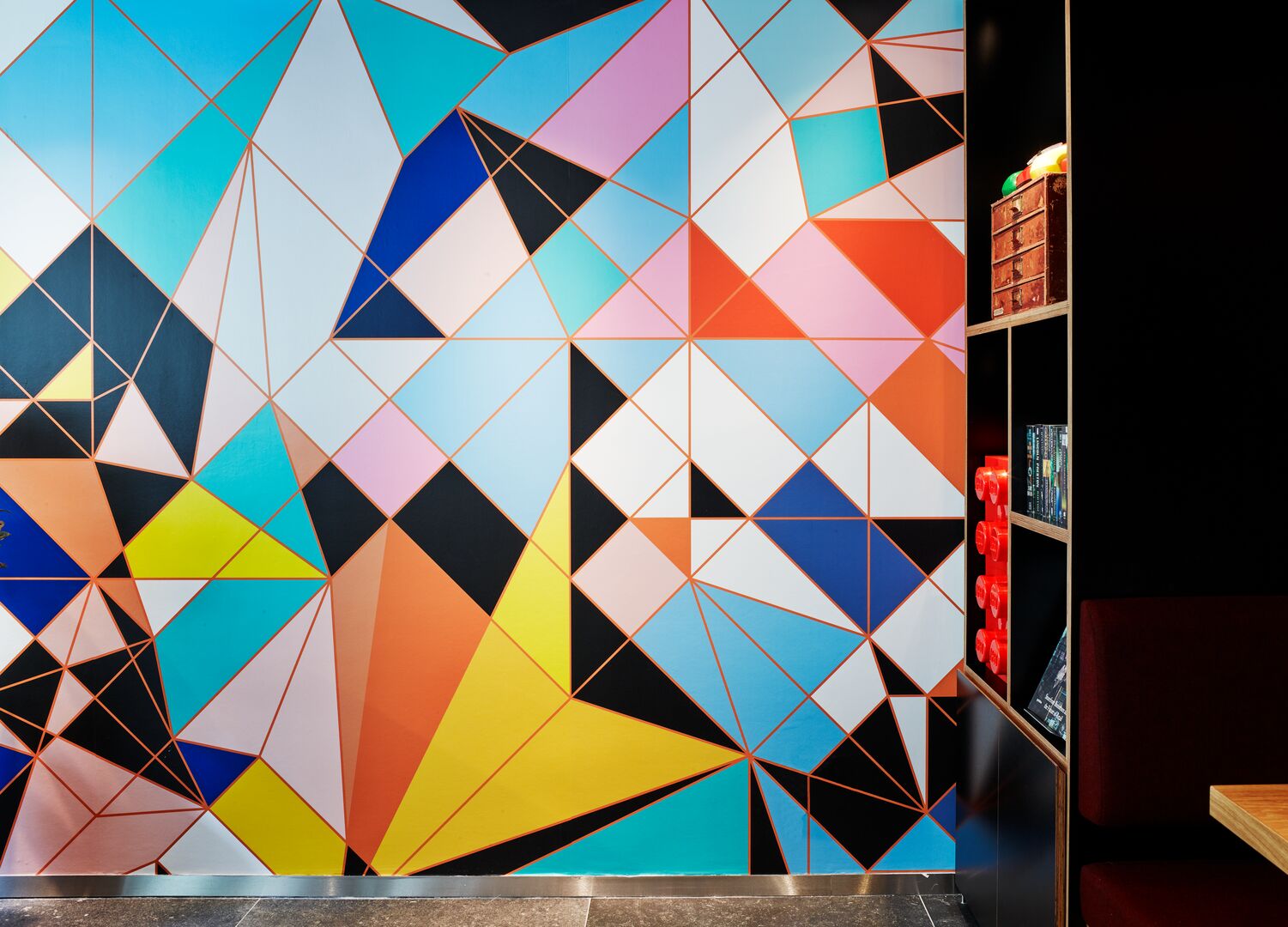 Custom wallcovering installation view — citizenM Paris