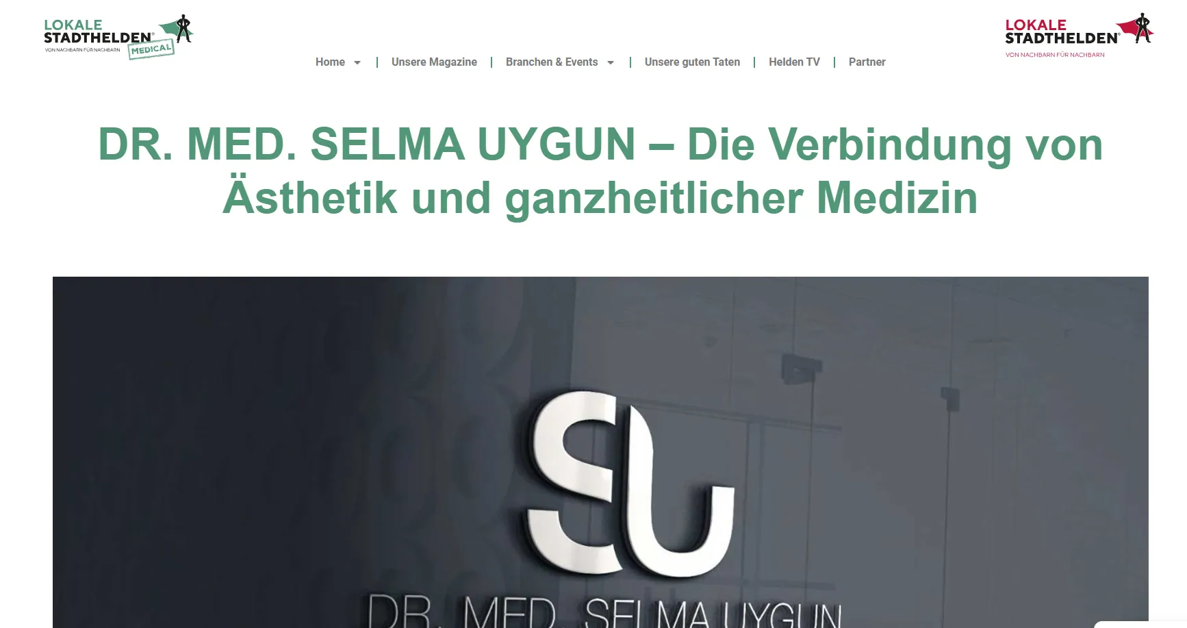 Dr. med. Selma Uygun logo with tagline on webpage header background.