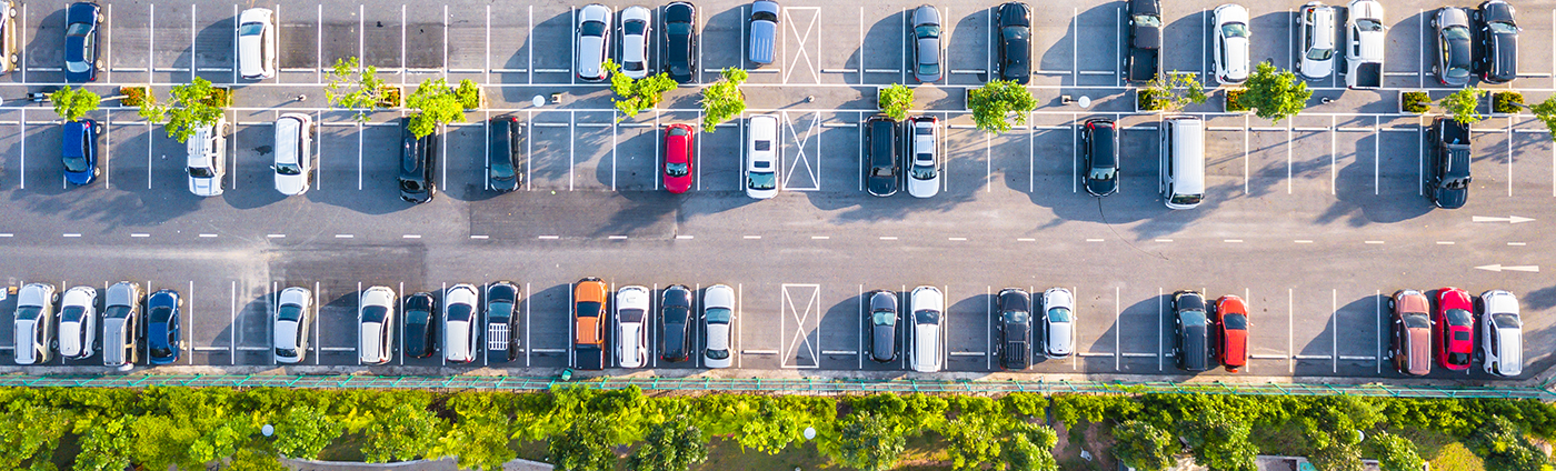 Top view of a parking containers