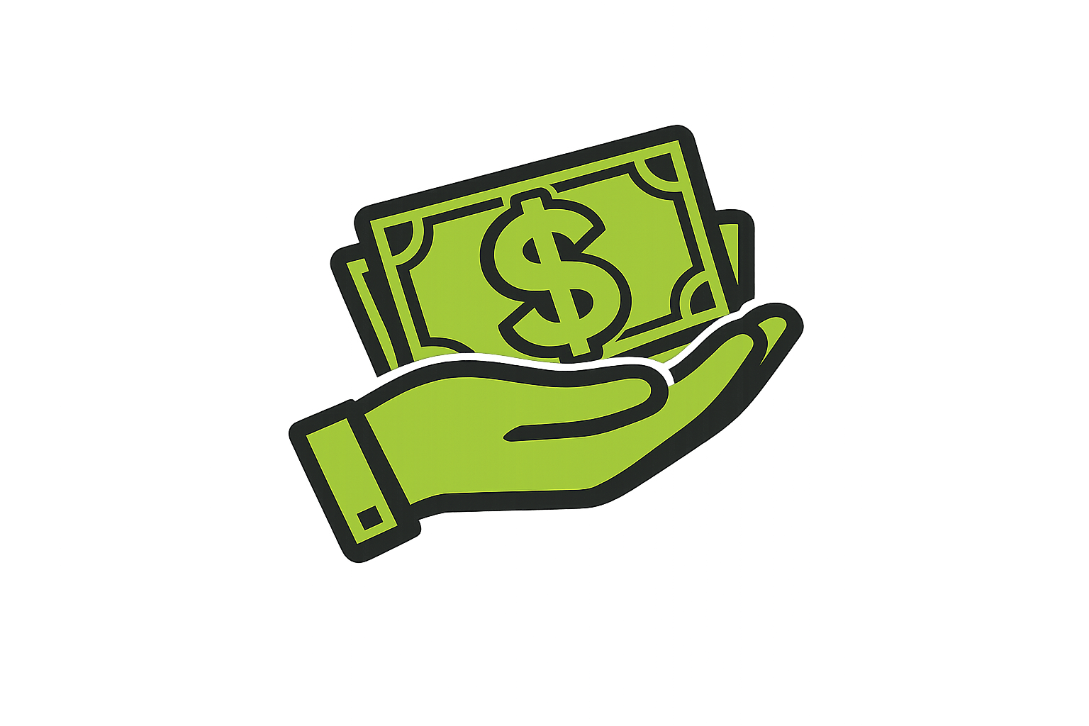 Hand holding cash icon representing earn and save rewards for Cannabis House loyalty program and app users at our licensed dispensary in Los Angeles