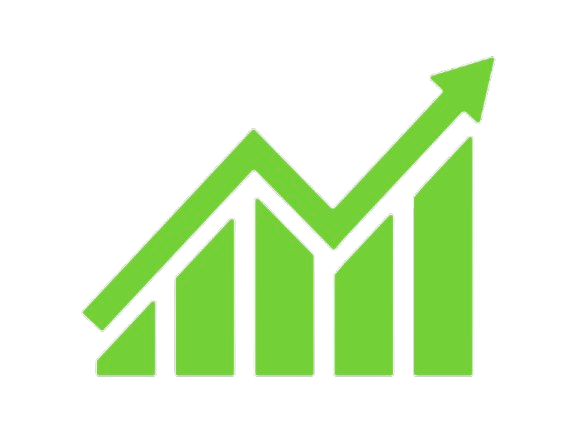 Bar graph icon representing high sales volume, product movement, sales recovery, and career growth at Cannabis House licensed cannabis dispensary in Los Angeles