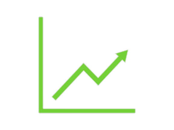 Upward growth chart icon representing profitability, proven growth, and success at Cannabis House licensed cannabis dispensary in Los Angeles
