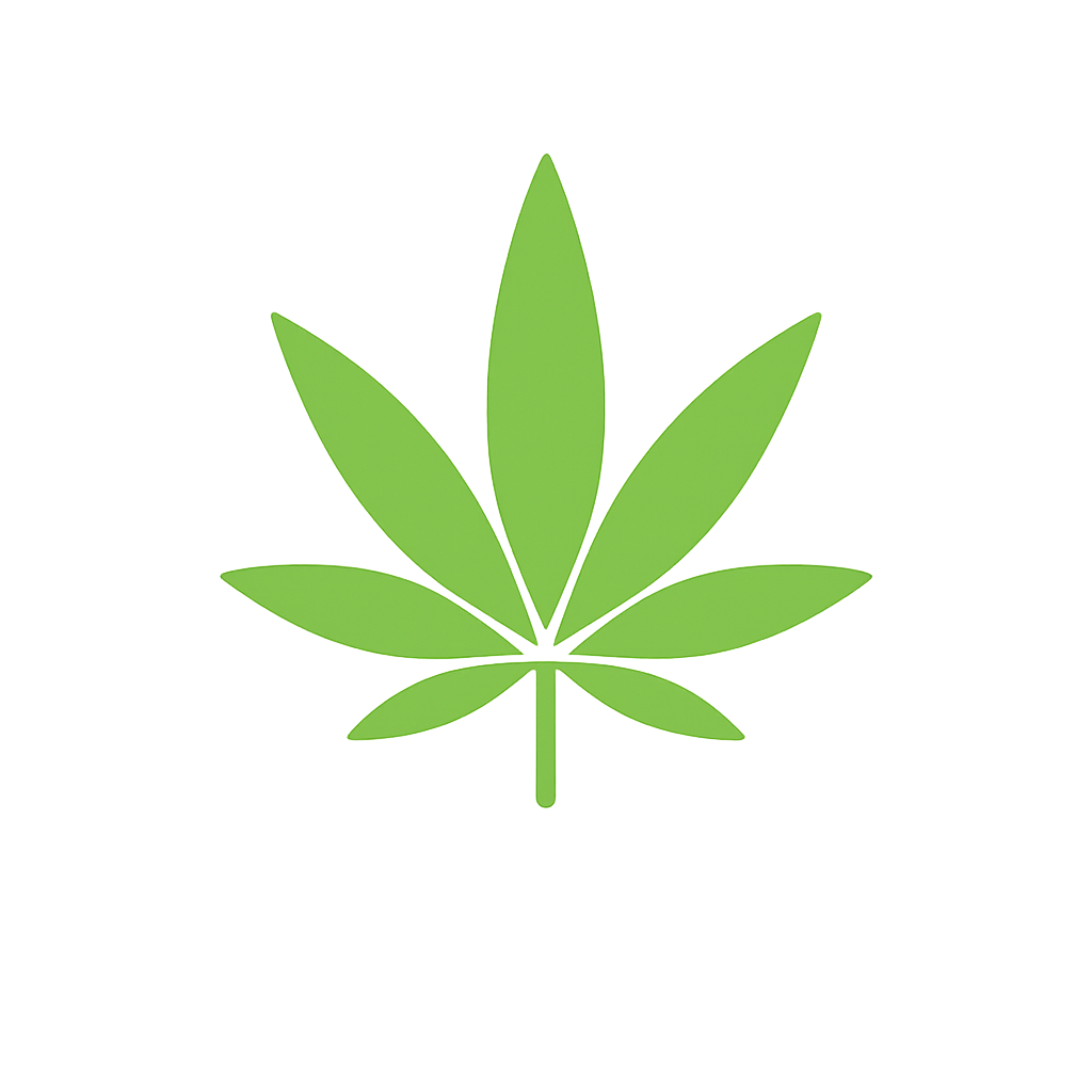 Decorative cannabis flower icon used as a section divider on the Cannabis House dispensary website