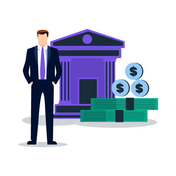 Illustration: Founder managing bank or treasury