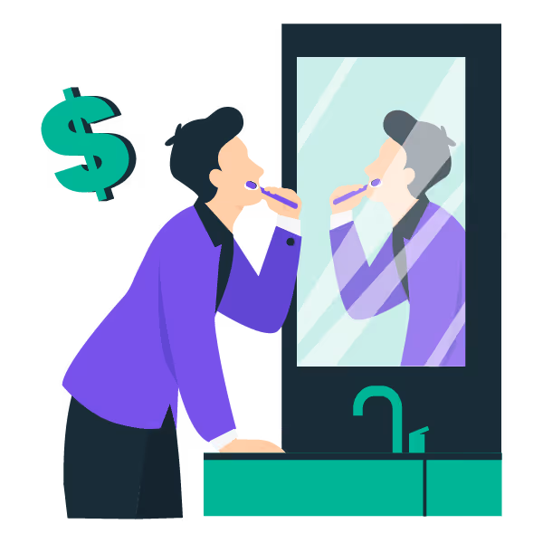 Illustration: A virtual CFO brushing his teeth