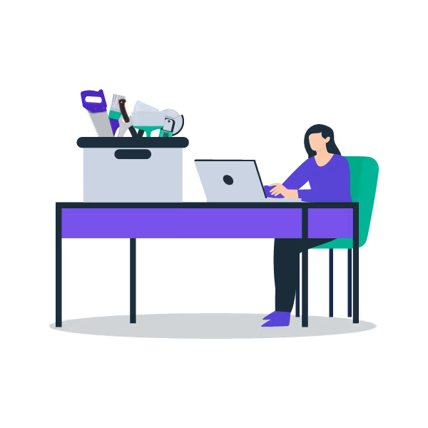 Illustration: Founder with tools for raising capital