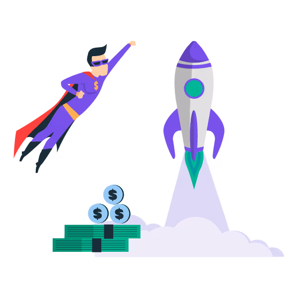 Illustration: Confident founder raising capital