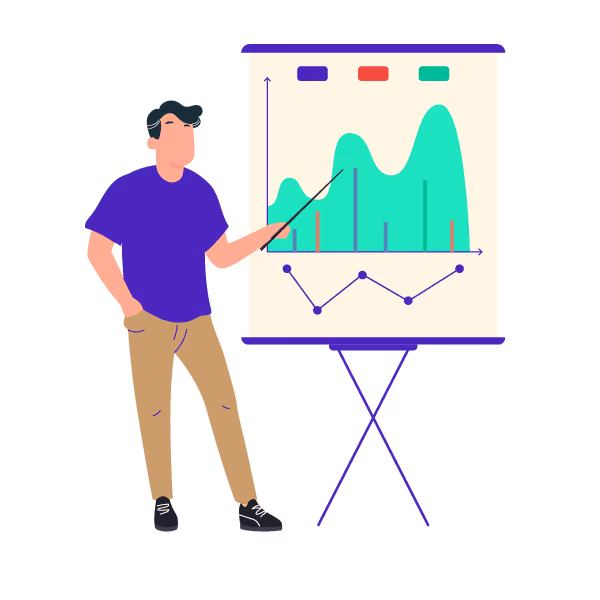 Illustration: Founder sharing financial metrics