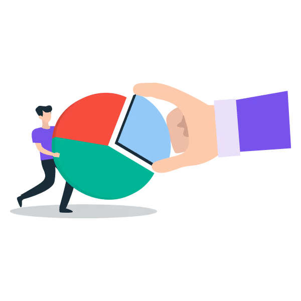 Illustration: Capital raising platform taking a piece of pie chart
