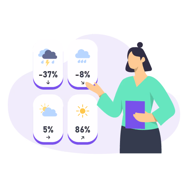 Illustration: Financial forecast with founder as a meteorologist