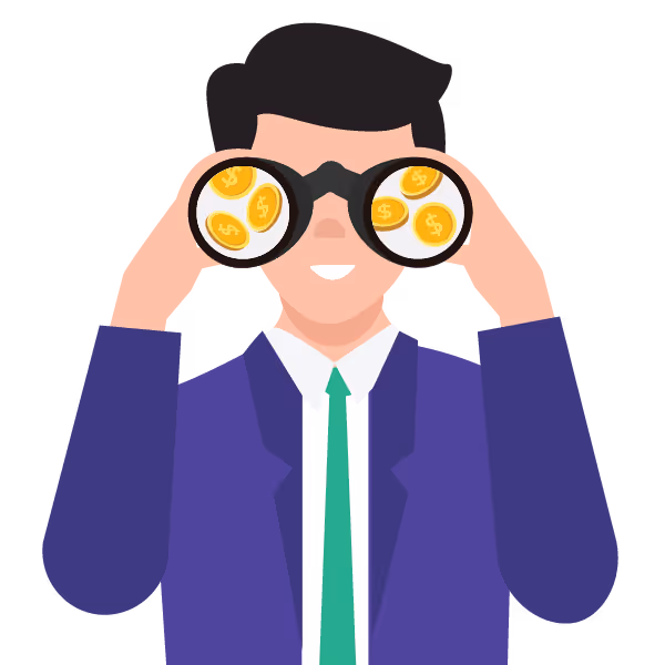 Illustration: Founder looking through binoculars