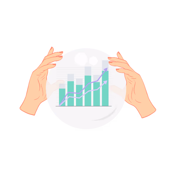 Illustration: Crystal ball showing time series forecasting model for predicting future