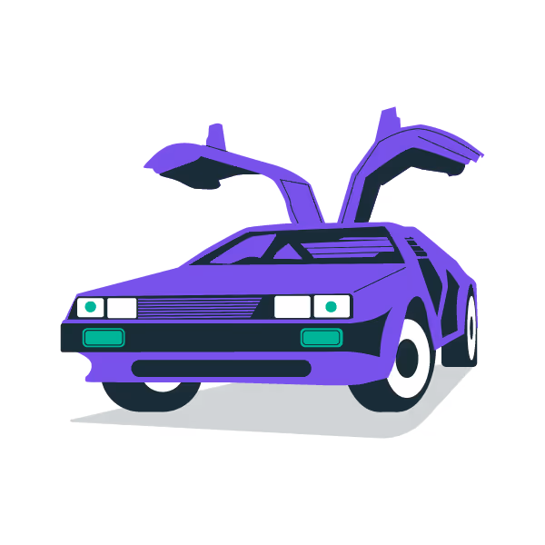 Illustration: A Delorean representing past data as in "Back to the Future"