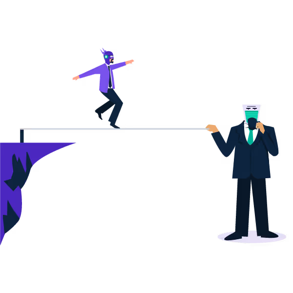 Illustration: Startup founder walking a tightrope