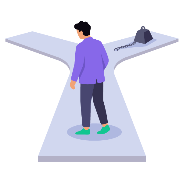 founder-choosing-clear-path-over-weighted-path