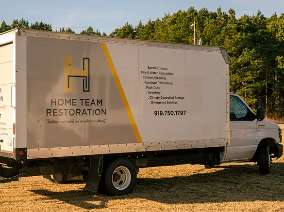 Home Team Restoration branded truck ready for emergency contents restoration and pack-out services in Goldsboro, NC